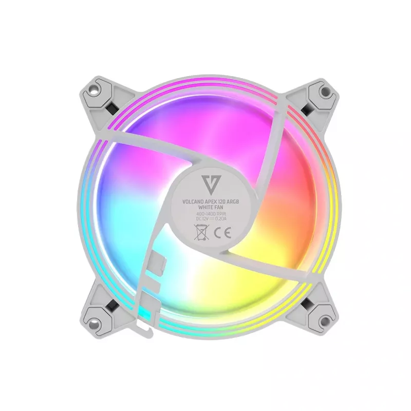 Ventola per case 120mm MODECOM VOLCANO APEX 120 ARGB bianca — ventola di raffreddamento ARGB 120mm