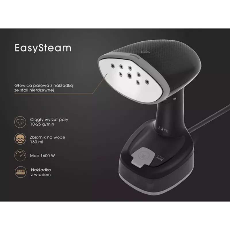 Lafe EasySteam LAFZEL47580 vaporizzatore per indumenti, 1600 W, nero