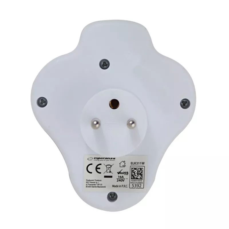 Splitter elettrico Esperanza ELK311W 2 prese GN. USB-C USB-A IN. bianco