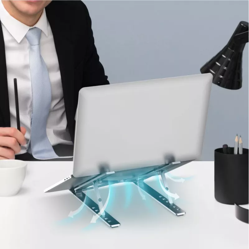 Unitek OT155SL supporto pieghevole per laptop, alluminio, argento
