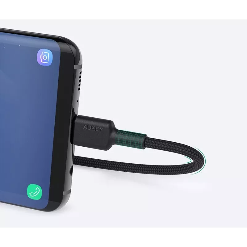 AUKEY CB-CD30 cavo da USB-A a USB-C 0,9 m, rivestimento in nylon intrecciato, 60W PD, 3A, nero