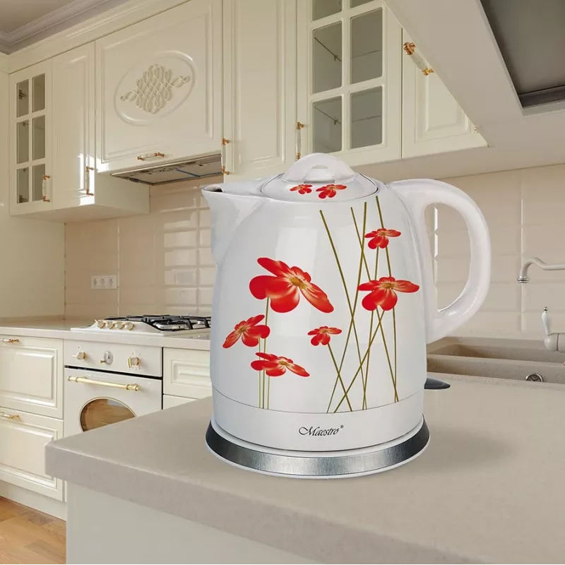 Bollitore Feel-Maestro MR-066-RED FLOWERS 1,5 L 1200 W rosso, bianco