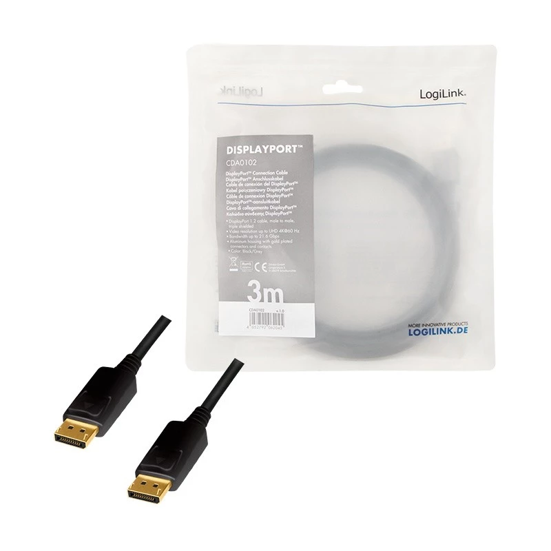 Cavo DisplayPort LogiLink CDA0102 3 m grigio nero