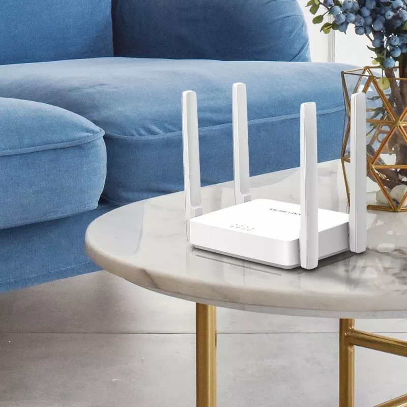 Router da tavolo MERCUSYS AC10 dual band 2,4/5 GHz Wi‑Fi 5, 4 antenne esterne, 1x Fast Ethernet (WAN/LAN)
