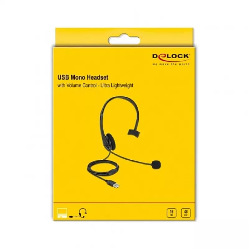 Cuffia DeLOCK USB mono con regolazione del volume