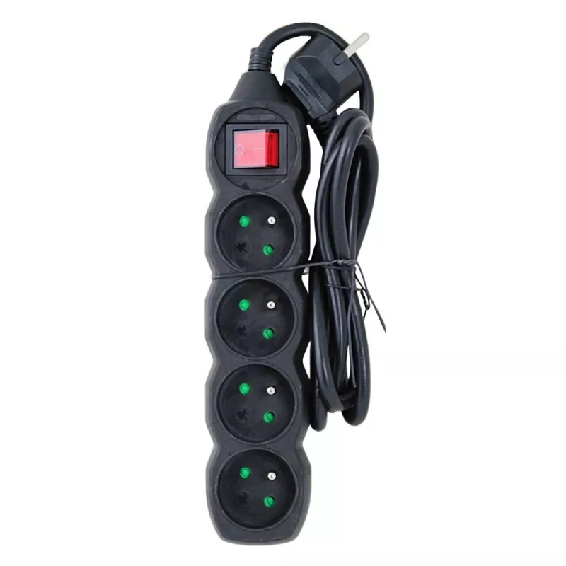 Prolunga elettrica ESPERANZA ELK212K — cavo 1,5 m, 4 prese tipo E, interno, nero