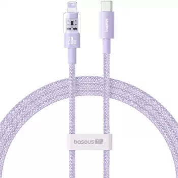 Cavo di ricarica rapida USB-C a Lightning Baseus Gem 1 m 20 W Viola, rivestimento in nylon, Lightning 7-Pin