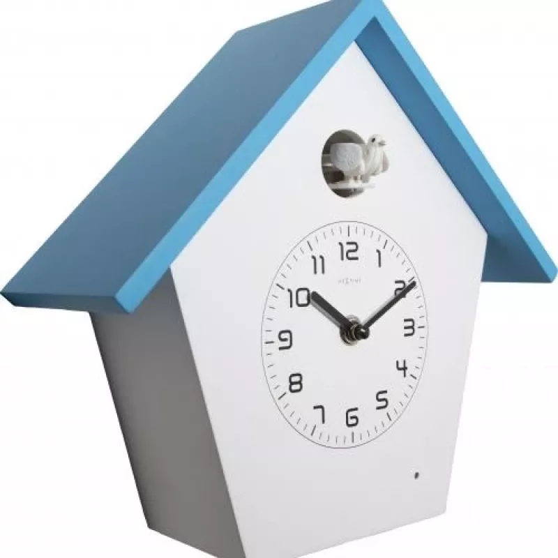NeXtime orologio 3108bl Birdy, 24,5x25,5x9,8 cm, da parete, blu/bianco