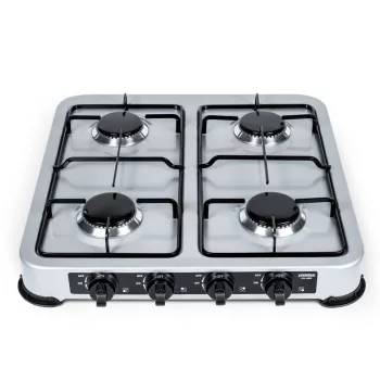 PROMIS KG400 piano cottura a gas a quattro fuochi, finitura argento