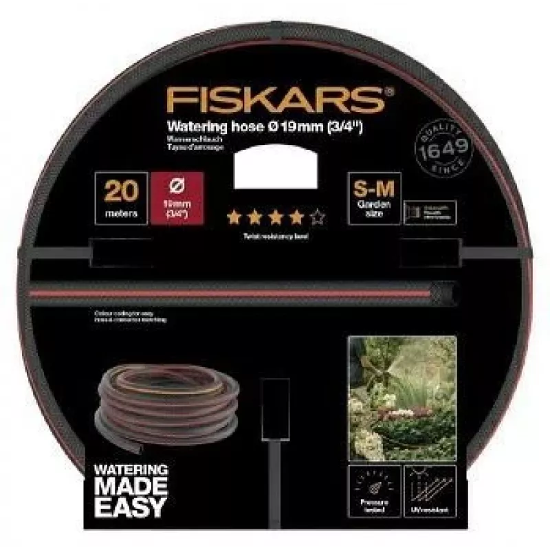 Tubo da giardino Fiskars Q4 3/4 pollice 20 m, durevole 19 mm diametro interno