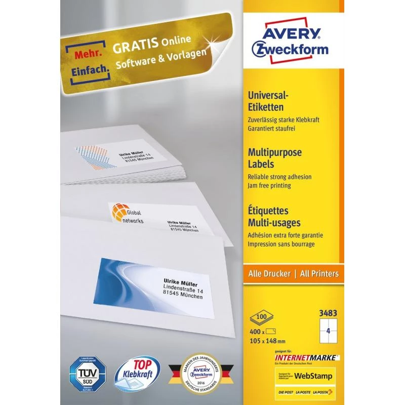 Etichetta adesiva rettangolare Avery 3483