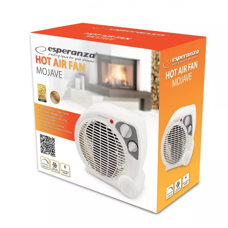 Termoconvettore elettrico ESPERANZA EHH002, elettrico, 2000 W max, termostato regolabile, grigio/bianco