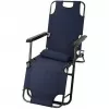 Sdraio da giardino pieghevole con cuscino Black Forest, blu navy