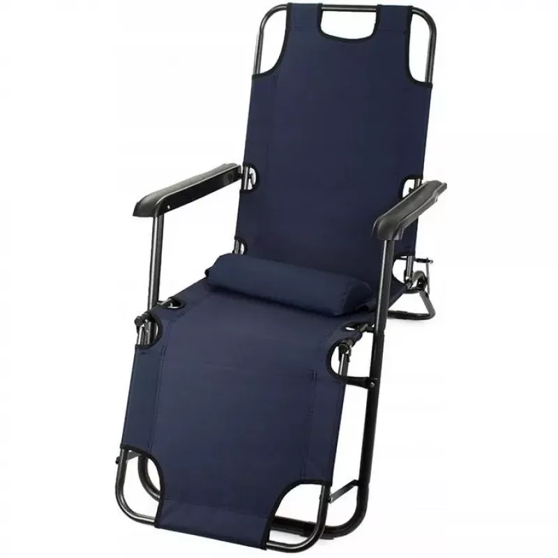Sdraio da giardino pieghevole con cuscino Black Forest, blu navy