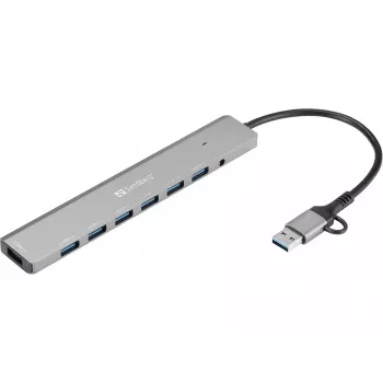 Hub USB SANDBERG 136-66 — 7 porte USB 3.0, esterno con alimentazione