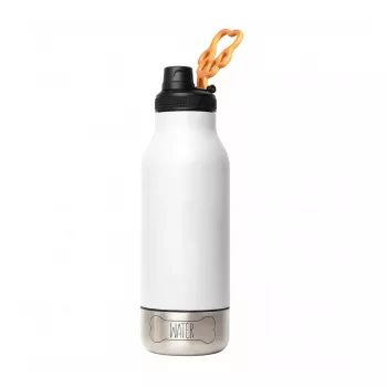 Asobu - Dog Bowl Buddy - borraccia in acciaio inox con 2 ciotole bianco