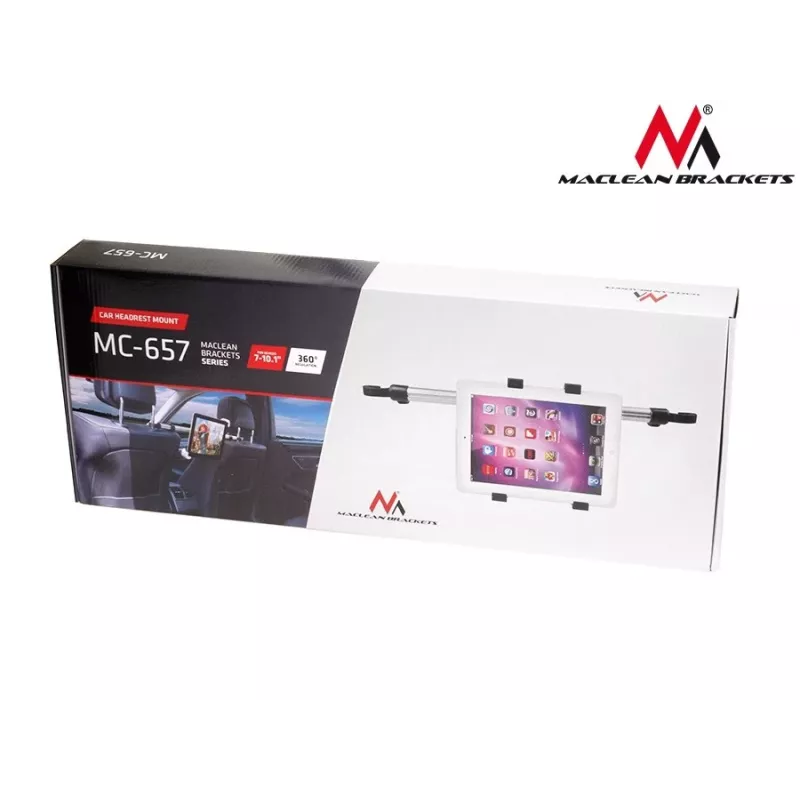 Maclean Brackets MC-657 supporto universale per tablet da poggiatesta auto, 7 - 10.1, rotazione regolabile 360°