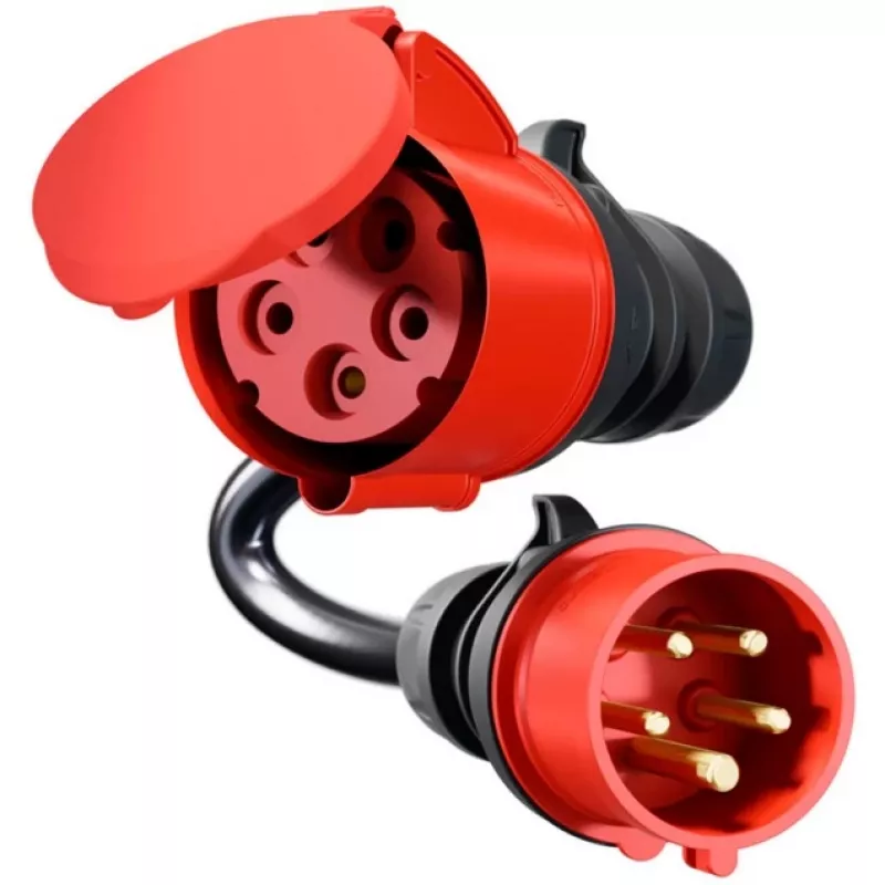 Adattatore per Gemini flex 22 kW CEE rosso trifase 32A > CEE rosso 16A nero 30cm