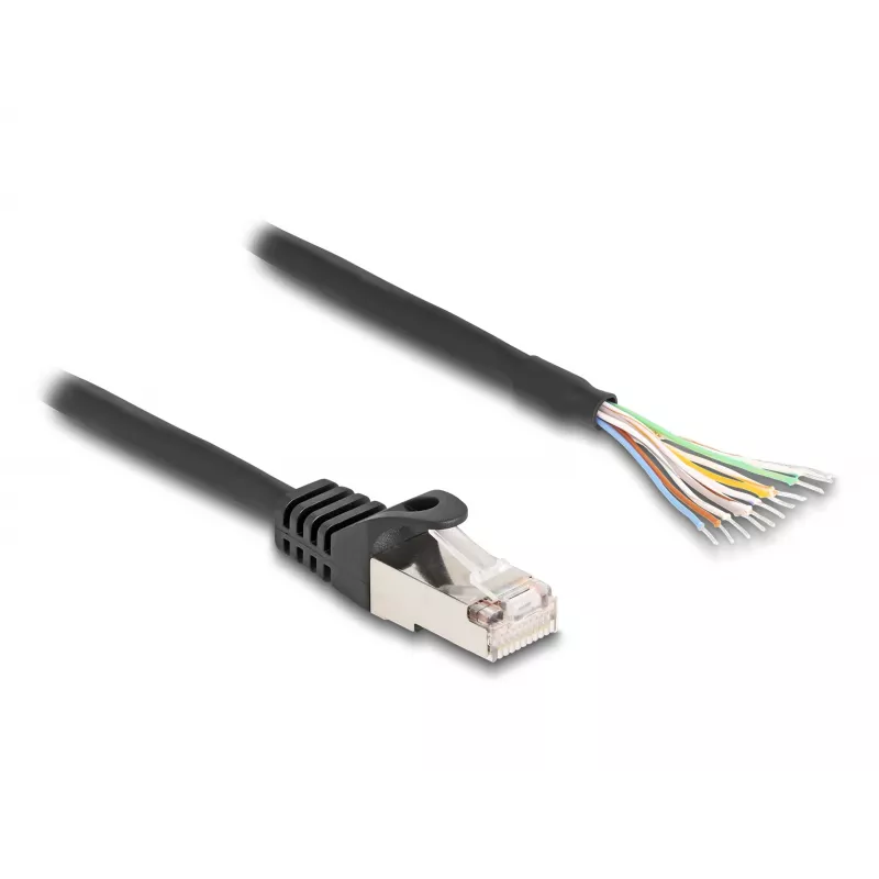 Cavo DeLOCK RJ50 connettore maschio su estremità libere S/FTP 0,25 m nero