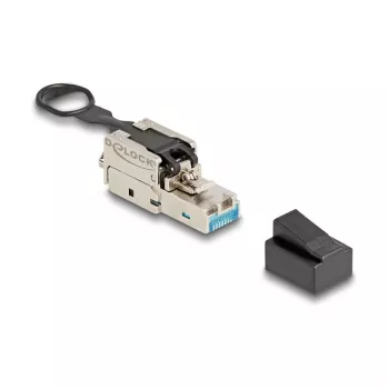 Connettore maschio RJ45 DeLOCK assemblabile sul campo Cat.6A senza attrezzi argento connettore maschio