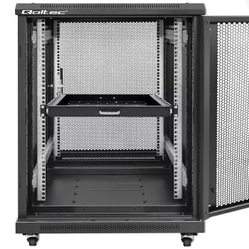 Qoltec 54509 ripiano scorrevole in acciaio per rack, 600x600, nero