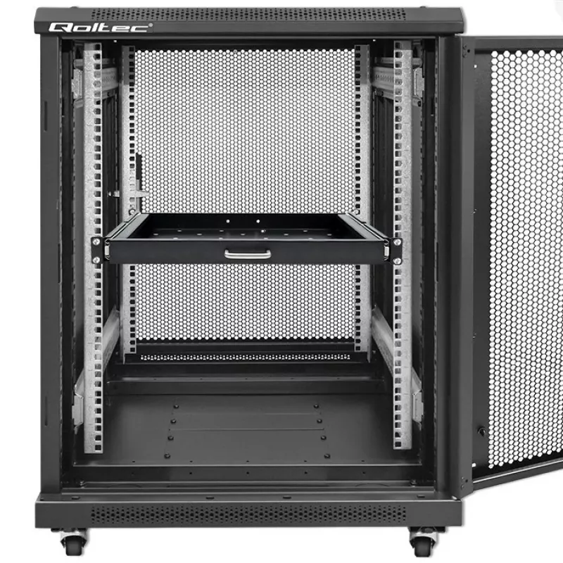Qoltec 54509 ripiano scorrevole in acciaio per rack, 600x600, nero