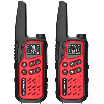 Walkie-talkie portatile Baofeng BF-T25E — 16 canali, 0,5 W, Li-Ion 1400 mAh, set da 2 (rosso)