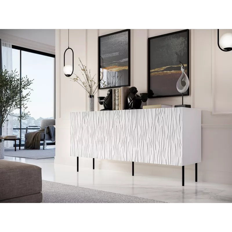 Cassettiera Cama Meble JUNGLE 152x40.5x74.5 cm bianco opaco con gambe nere
