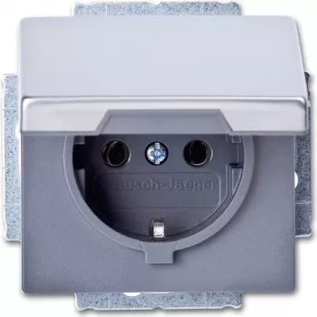 BUSCH JAEGER 2018-0-1490 - CEE 7/3 - 2P+E - grigio - acciaio inox - 250 V - 16 A