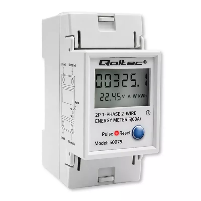 Contatore di energia QOLTEC monofase per guida DIN 230V (MPN 50979)