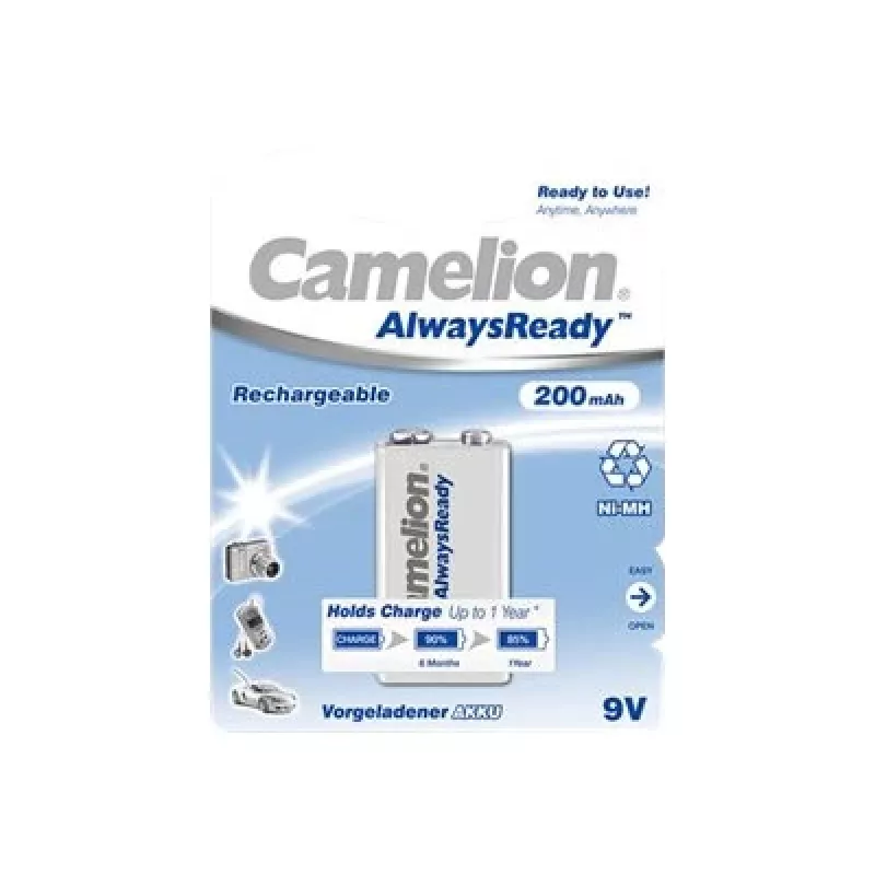 Camelion | 9V/6HR61 | 200 mAh | Batterie ricaricabili AlwaysReady Ni-MH | 1 pz.