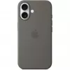 Custodia Apple iPhone 16 in silicone con MagSafe grigio pietra