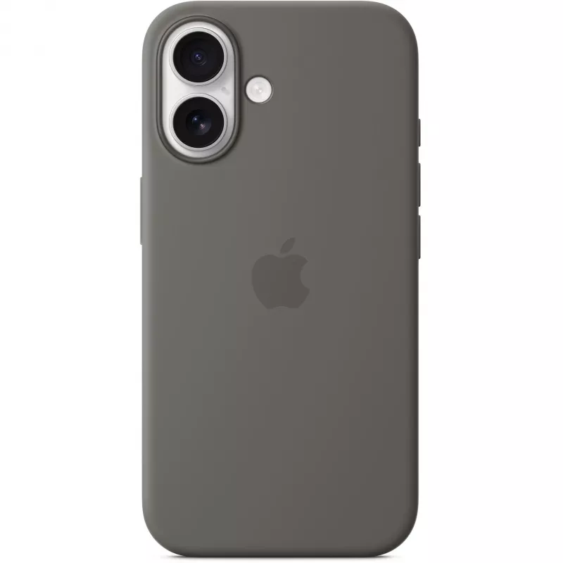 Custodia Apple iPhone 16 in silicone con MagSafe grigio pietra