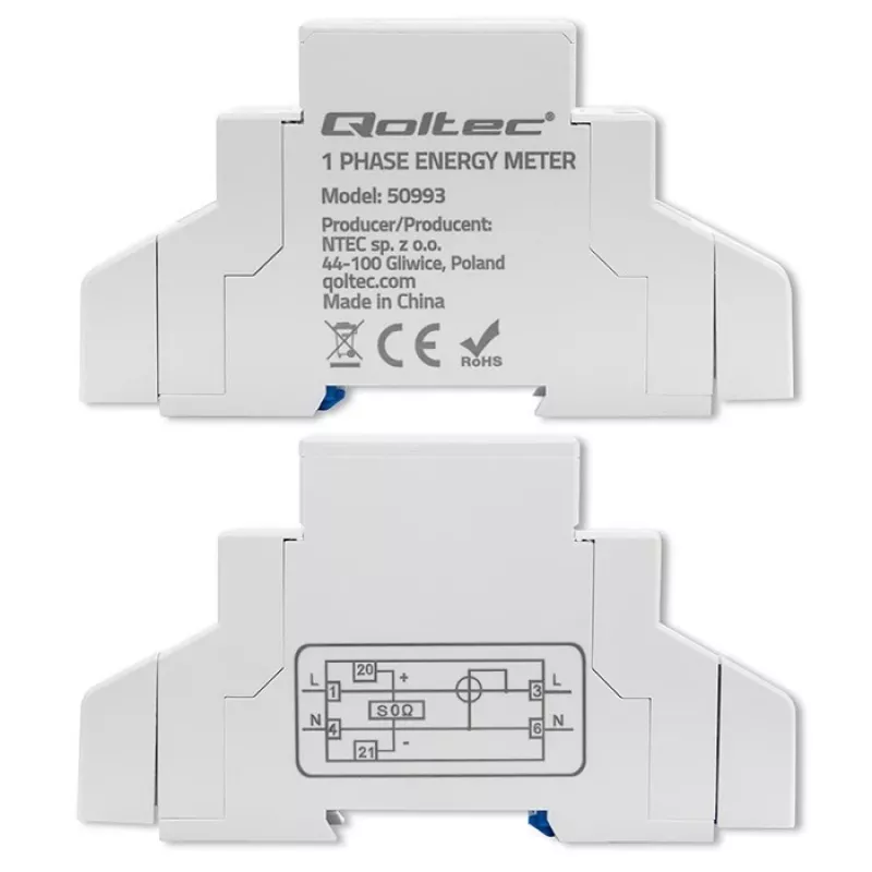 Contatore elettronico monofase QOLTEC 50993 230V 30A