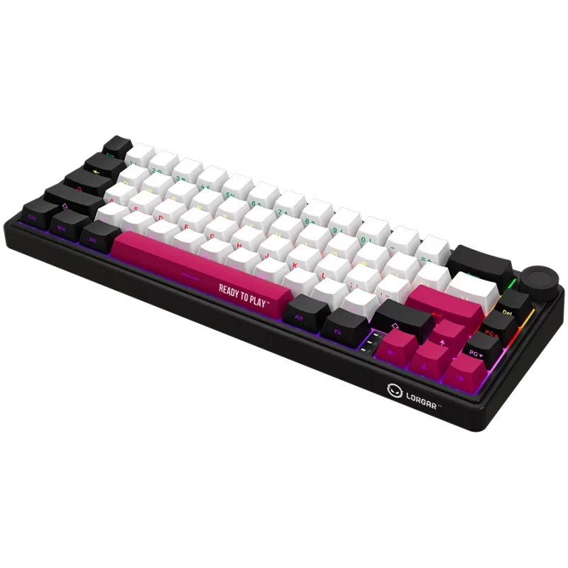 LORGAR KBP70MW, tastiera da gaming meccanica wireless 65% Pro, nero/rosso, layout EN