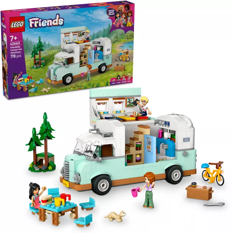 Set LEGO Motor Home 42663 — camper LEGO Friends, 778 pezzi, 3 mini bambole, da 7 anni