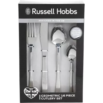 Set posate Russell Hobbs RH01519EU7 16 pezzi design geometrico, acciaio inox