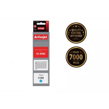 Cartuccia d'inchiostro ActiveJet AC-G490C compatibile per Canon GI-490C, ciano, inchiostro a base di colorante, 70 ml, alta resa (XL), confezione singola