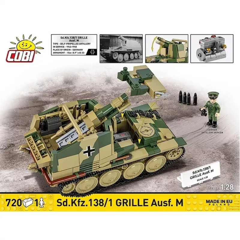 Kit di costruzione Cobi SD.KFZ.138/1 Grille, 720 pezzi, modello da esposizione