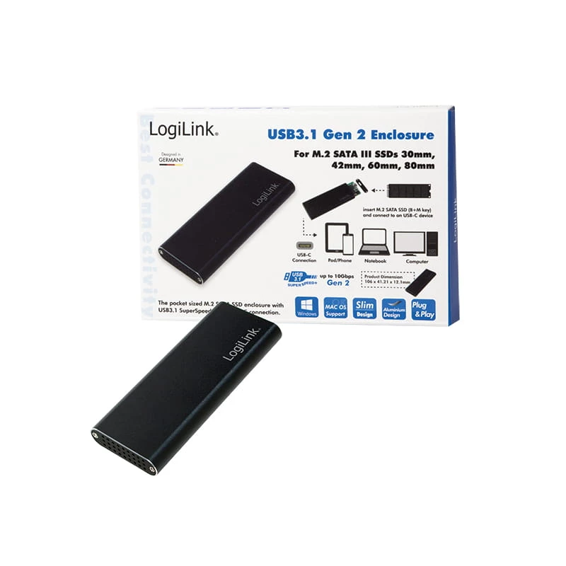 Case SSD LogiLink UA0314 nero M.2