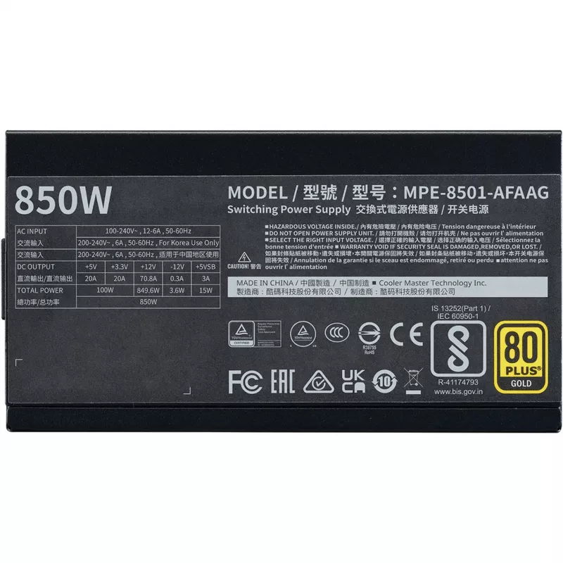 Alimentatore Cooler Master MWE Gold 850 V2 850W