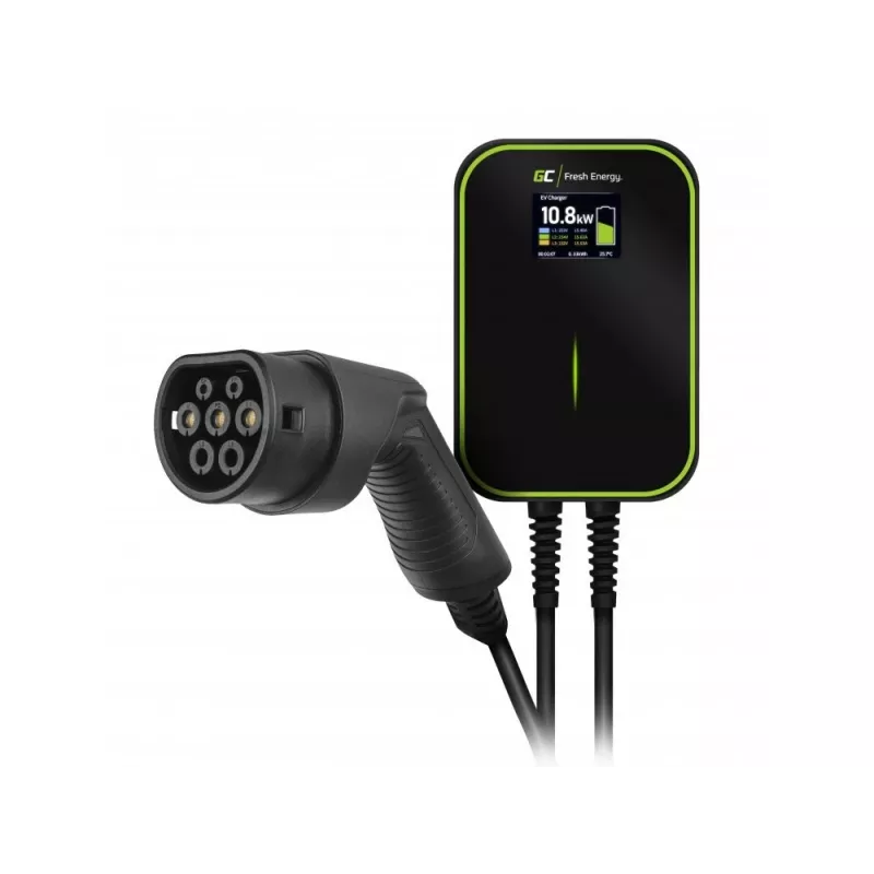 Stazione di ricarica per veicoli elettrici Green Cell EV14 22 kW nero alluminio a parete