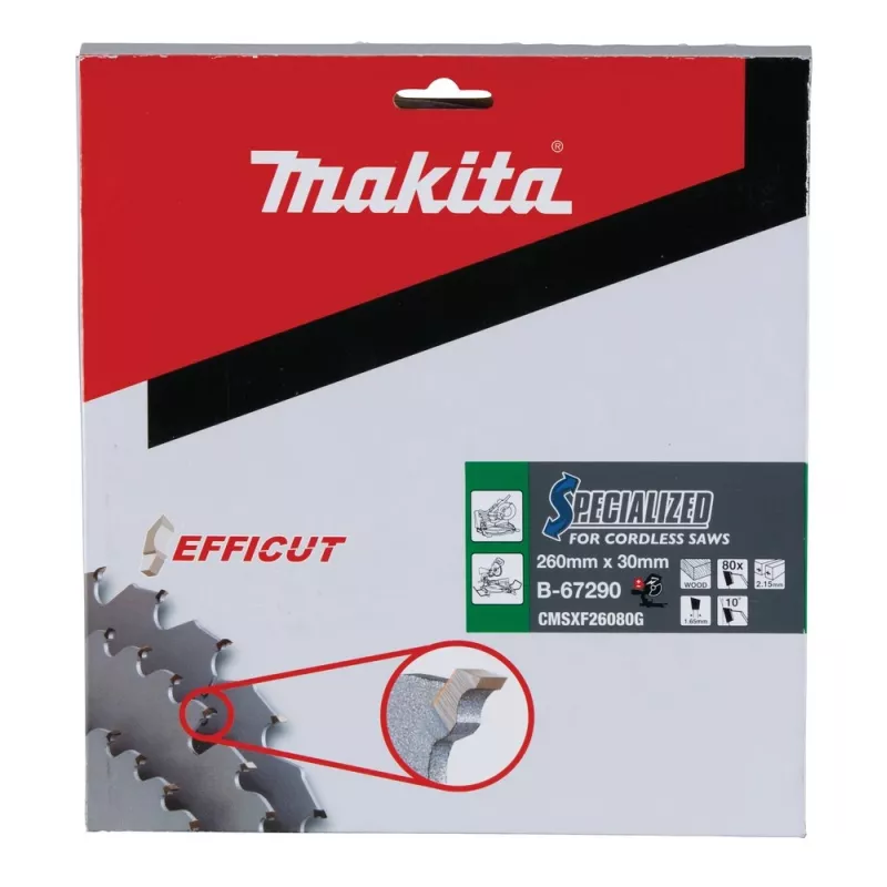 Lama per sega T.C.T. 260X2.15X30mm 10° T80 EFFICUT