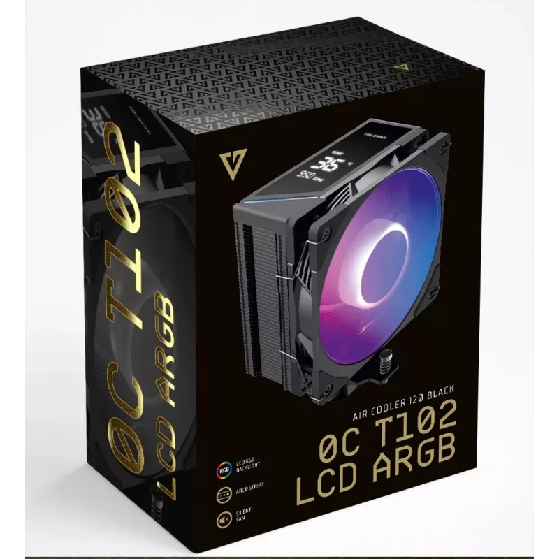 Dissipatore CPU ad aria MODECOM Volcano 0C T102 LCD ARGB 12 cm nero