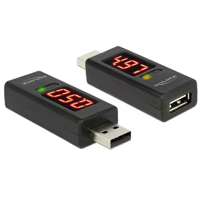 DeLOCK 65569 Adattatore tester di tensione e corrente USB 2.0, nero