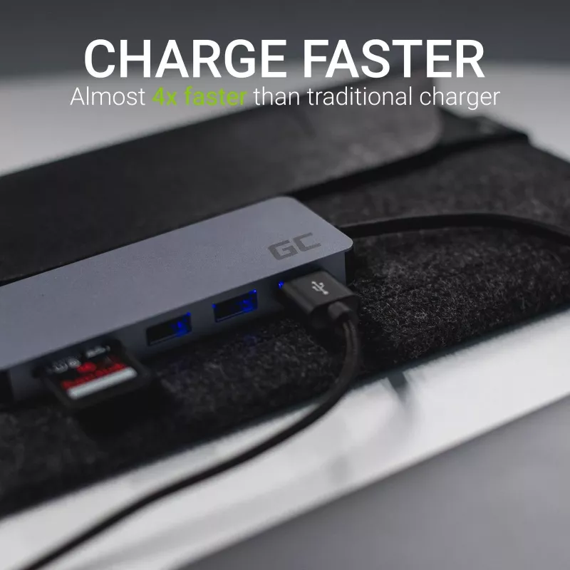Green Cell AK50 - USB 3.2 Gen 1 (3.1 Gen 1) Type-C - USB 2.0 - USB 3.2 Gen 1 (3.1 Gen 1) Type-A - USB 3.2 Gen 1 (3.1 Gen 1) Type-C - MicroSD (TransFlash) - SD - argento - Apple MacB
