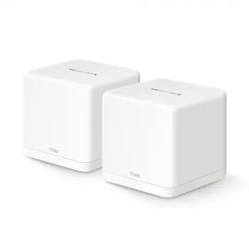 Sistema mesh MERCUSYS Halo H60X (confezione da 2) dual band Wi‑Fi 6, 1500 Mbit/s, fino a 350 m², 2x LAN, antenne interne, bianco