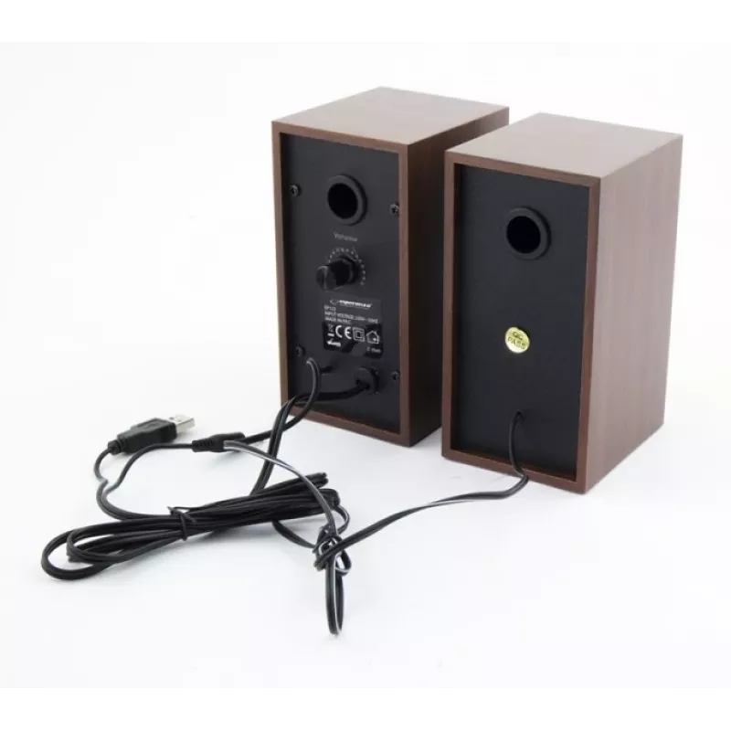 Diffusori ESPERANZA EP122 2.0 diffusori desktop con filo, 2×6 W RMS, cassa in legno, controllo volume a manopola, 60–20000 Hz