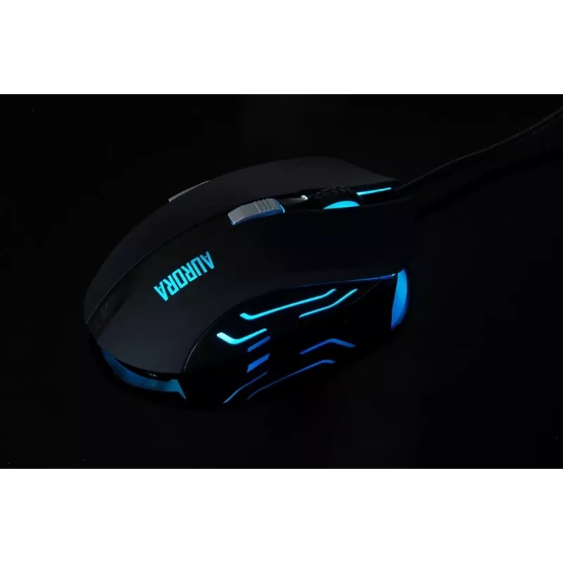 iBox Aurora A-1 IMOGS9031 mouse da gaming ottico cablato, 2400 DPI, USB Type-A, RGB, per destrimani, nero