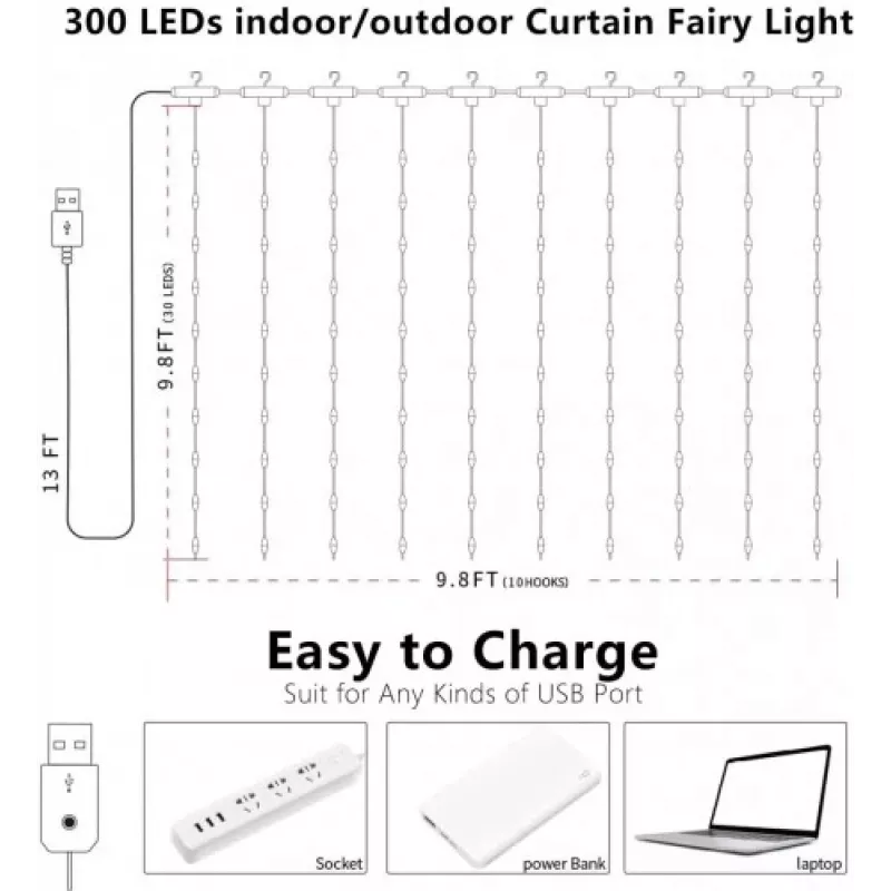 Striscia LED OEM X0013lX27J – 300 LED, bianco caldo